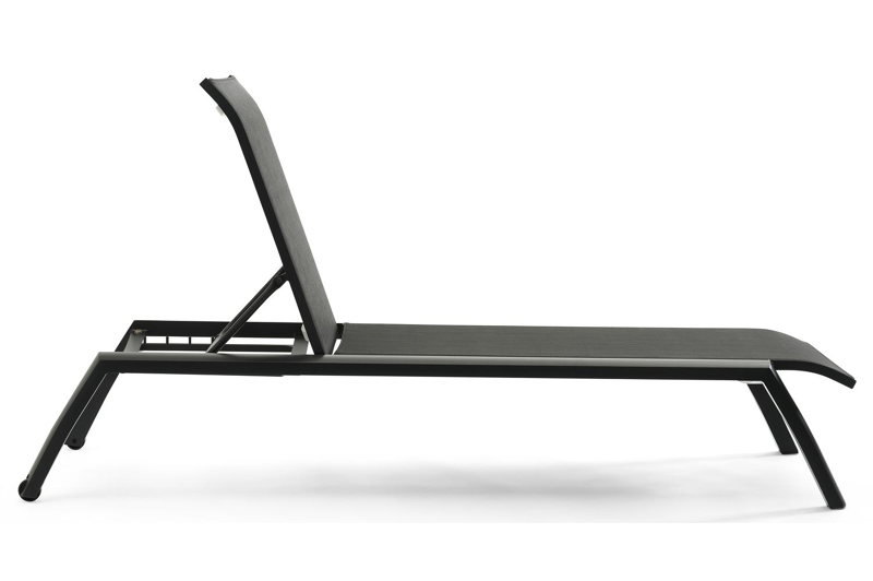 Set van 2 verstelbare Bari ligbedden in zwart aluminium en zwart textileen