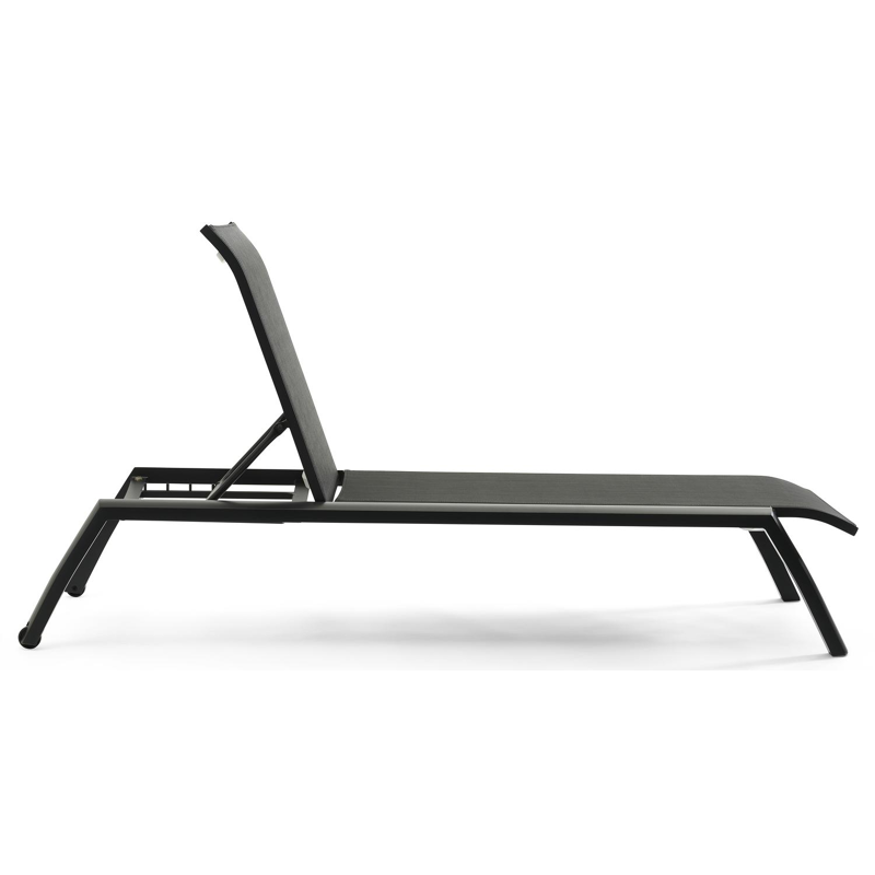 Bari verstelbaar ligbed in zwart aluminium met zwart textilene