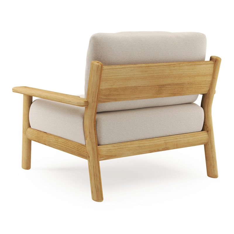 Amaro loungestoel in teak met heritage ash all weather sunbrella® luxe kussen