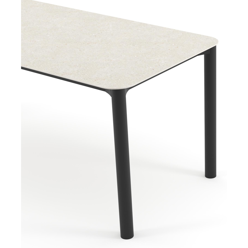 Orso tuintafel rechthoekig afgerond in zwart aluminium en volkeramiek Shilin - L 200 x B 80 x H 74.5 cm