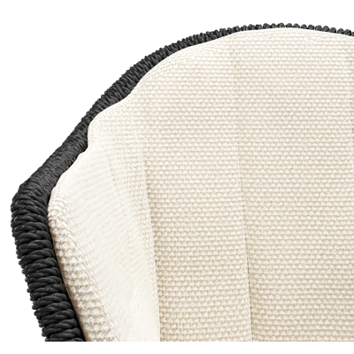 Pagino tuinstoel in wit aluminium en zwart ronde wicker met zitkussen in All Weather Cosytica Althea Off White