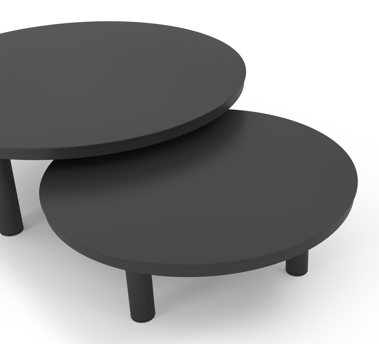 Lindo loungetafels in zwart aluminium - Dia. 85 x H 27 cm, 65 x H 21 cm