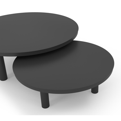 Lindo loungetafels in zwart aluminium - Dia. 85 x H 27 cm, 65 x H 21 cm