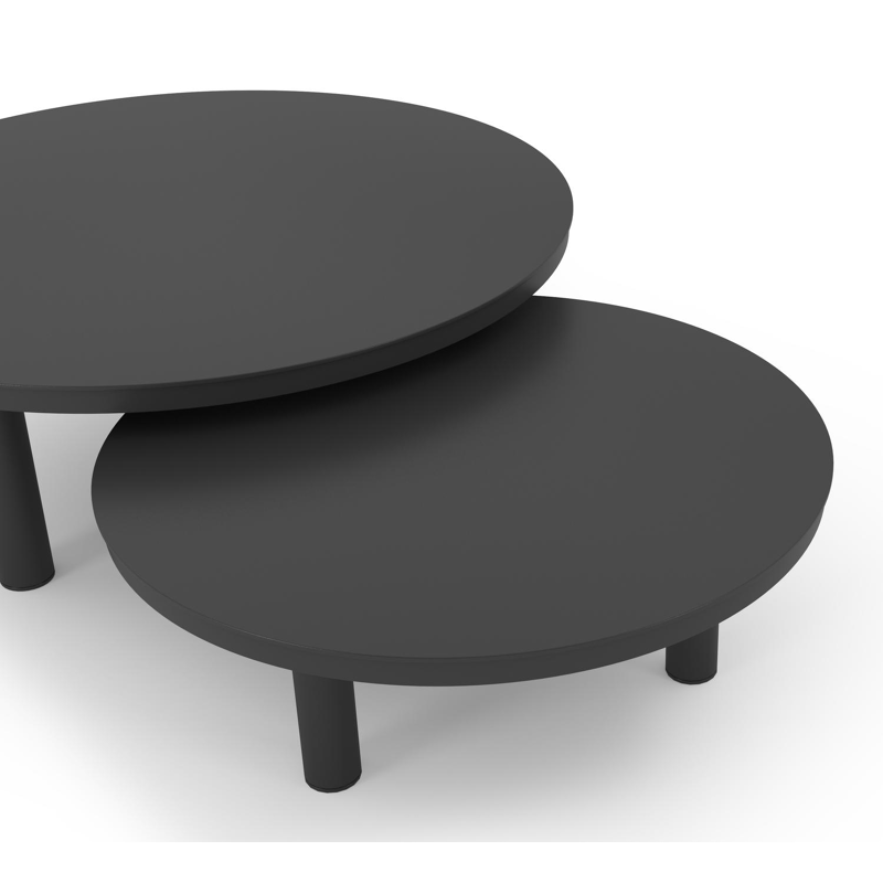 Lindo loungetafels in zwart aluminium - Dia. 85 x H 27 cm, 65 x H 21 cm