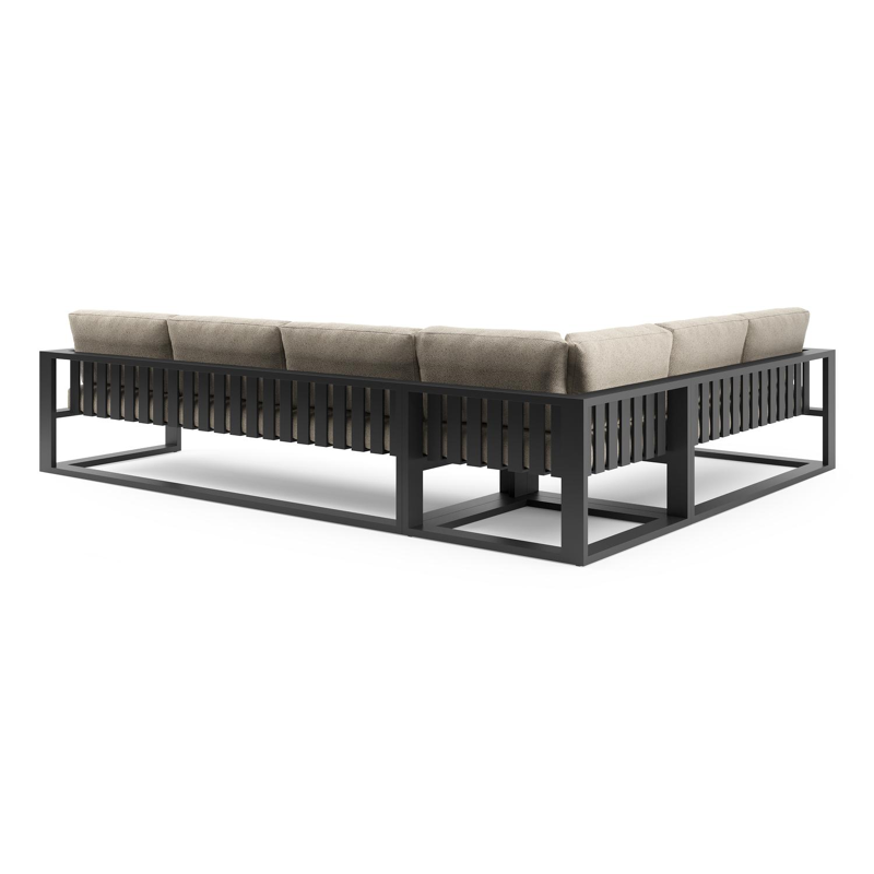 Verato loungehoek in zwart aluminium met bora desert all weather cosytica kussen