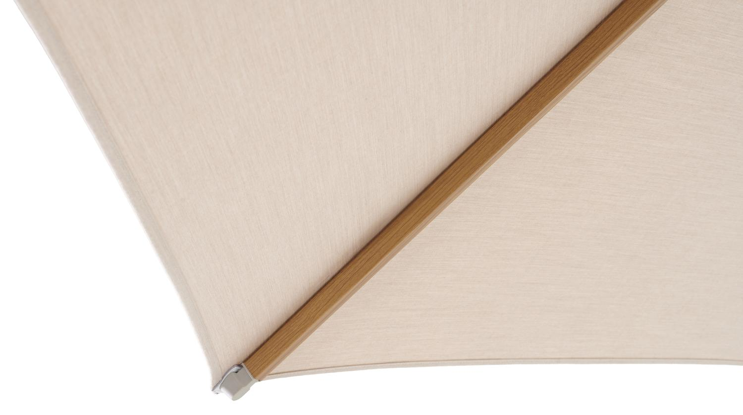 Umbria staanparasol in aluminium houtlook met beige all weather sunbrella® premium parasoldoek - Dia. 250 cm (zonder voet)