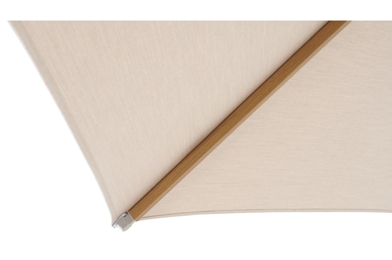 Umbria staanparasol in aluminium houtlook met beige all weather sunbrella® premium parasoldoek - Dia. 250 cm (zonder voet)