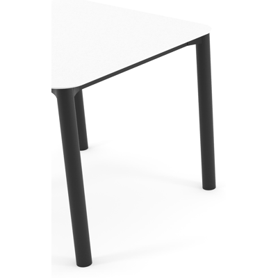 Table de jardin Orso rectangulaire arrondi en aluminium noir et céramique pleine Arctic White - Lg. 90 x Lrg. 90 x Haut. 74.5 cm