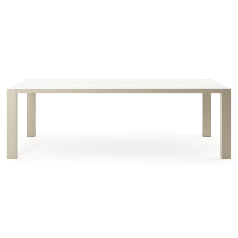 Table de jardin Nano XL rectangulaire en aluminium beige et céramique pleine Calista Lg. 240 x Lrg. 148 x Haut. 75 cm