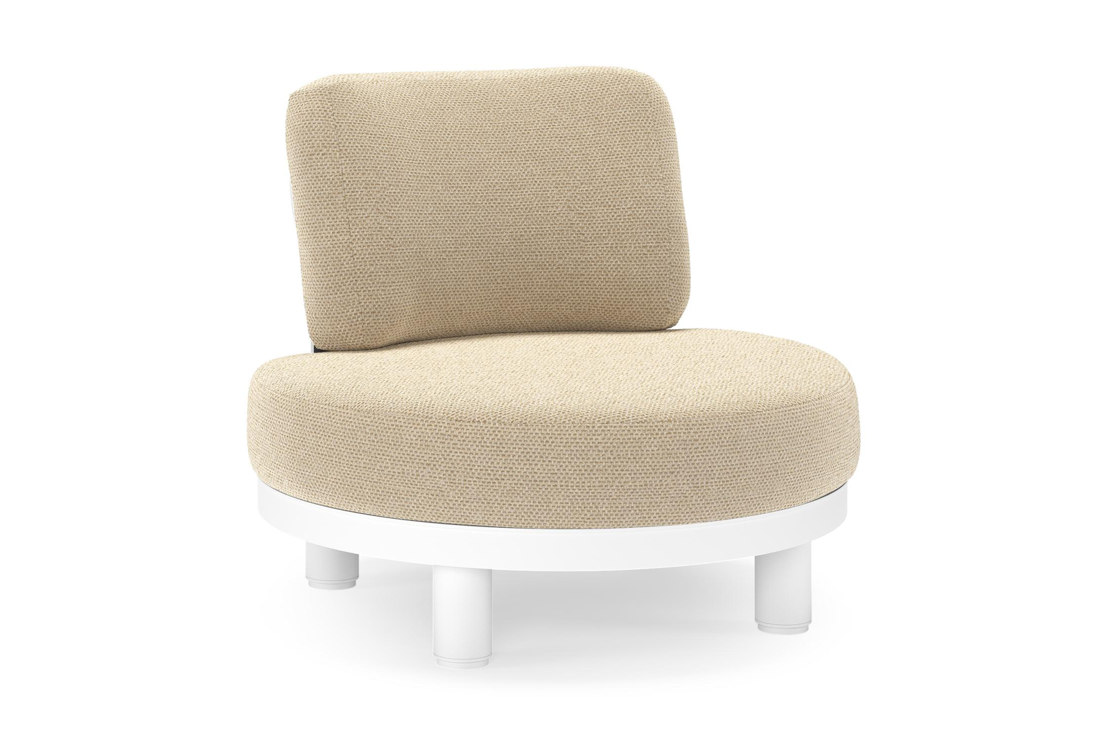 Donato loungestoel in wit aluminium met all weather cosytica Althea Camel kussen