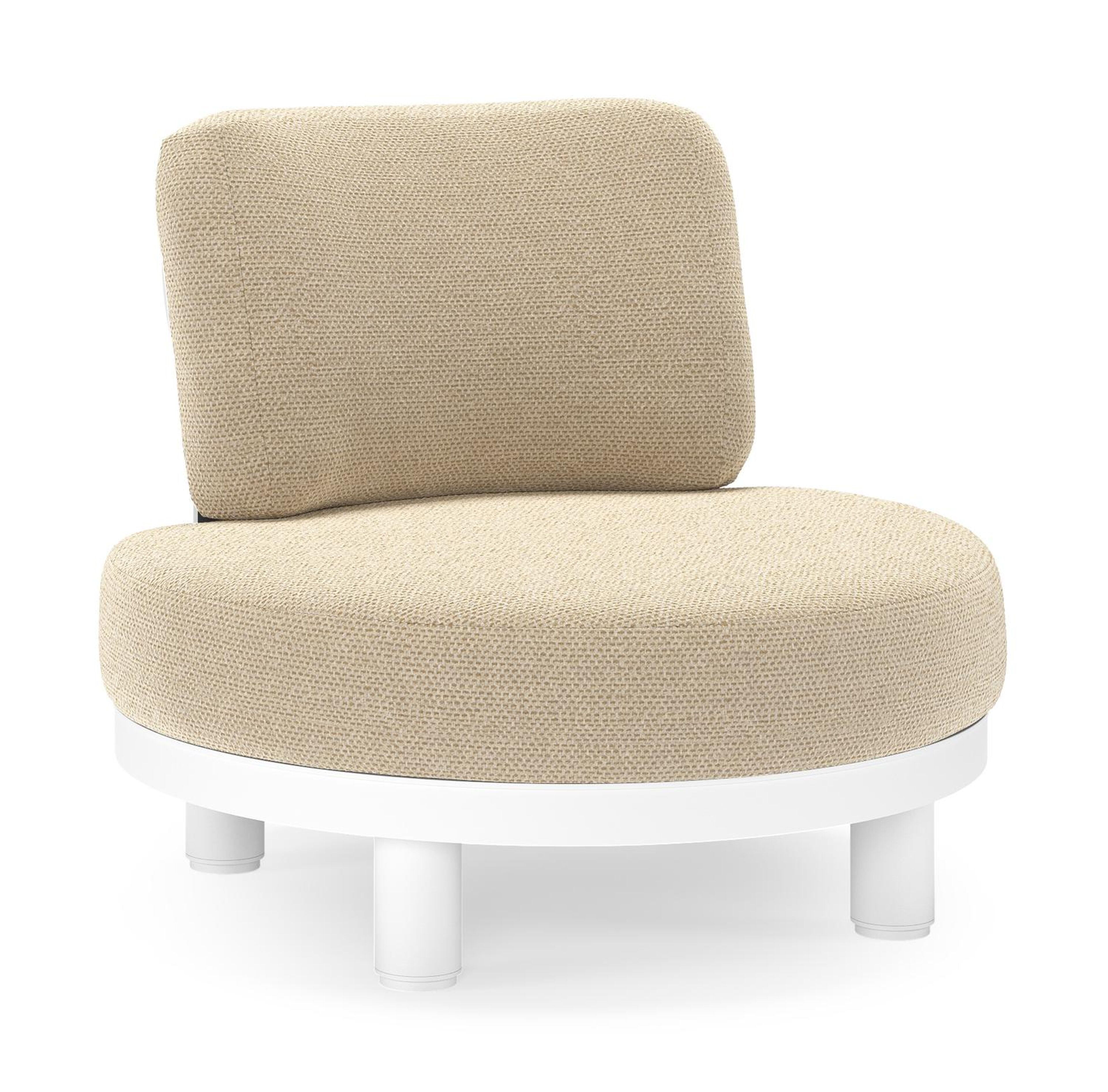 Donato loungestoel in wit aluminium met all weather cosytica Althea Camel kussen