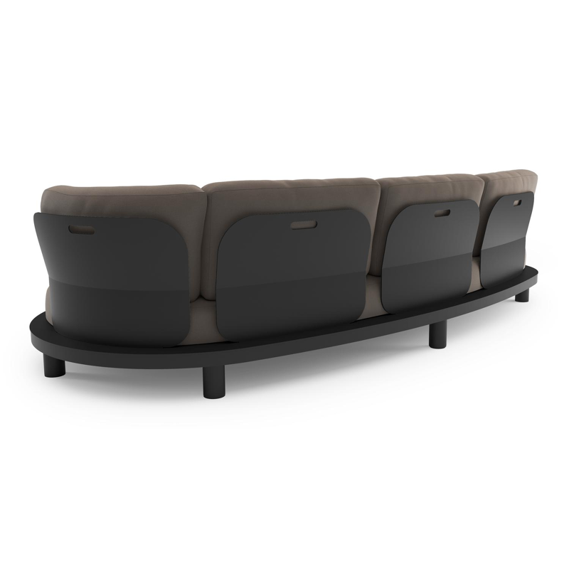 Donato loungebank in zwart aluminium met natte nature grey all weather sunbrella® luxe kussen