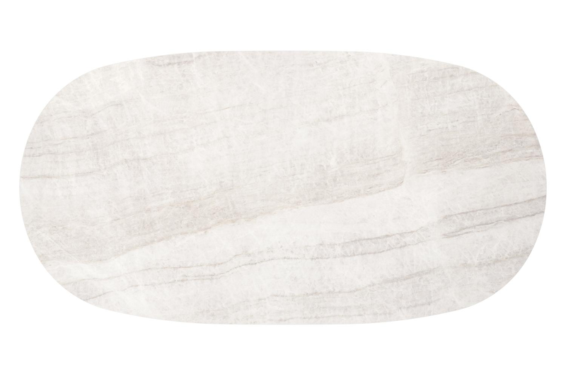 Amico loungetafel bombo in wit aluminium en volkeramiek Taj Mahal - L 171 x B 89 x H 24 cm