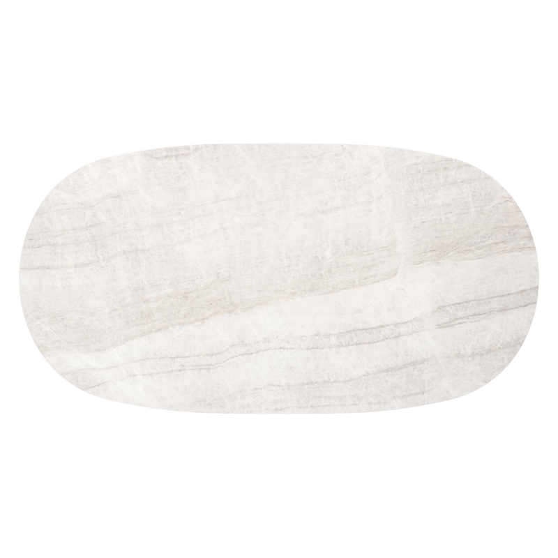 Amico loungetafel bombo in wit aluminium en volkeramiek Taj Mahal - L 171 x B 89 x H 24 cm