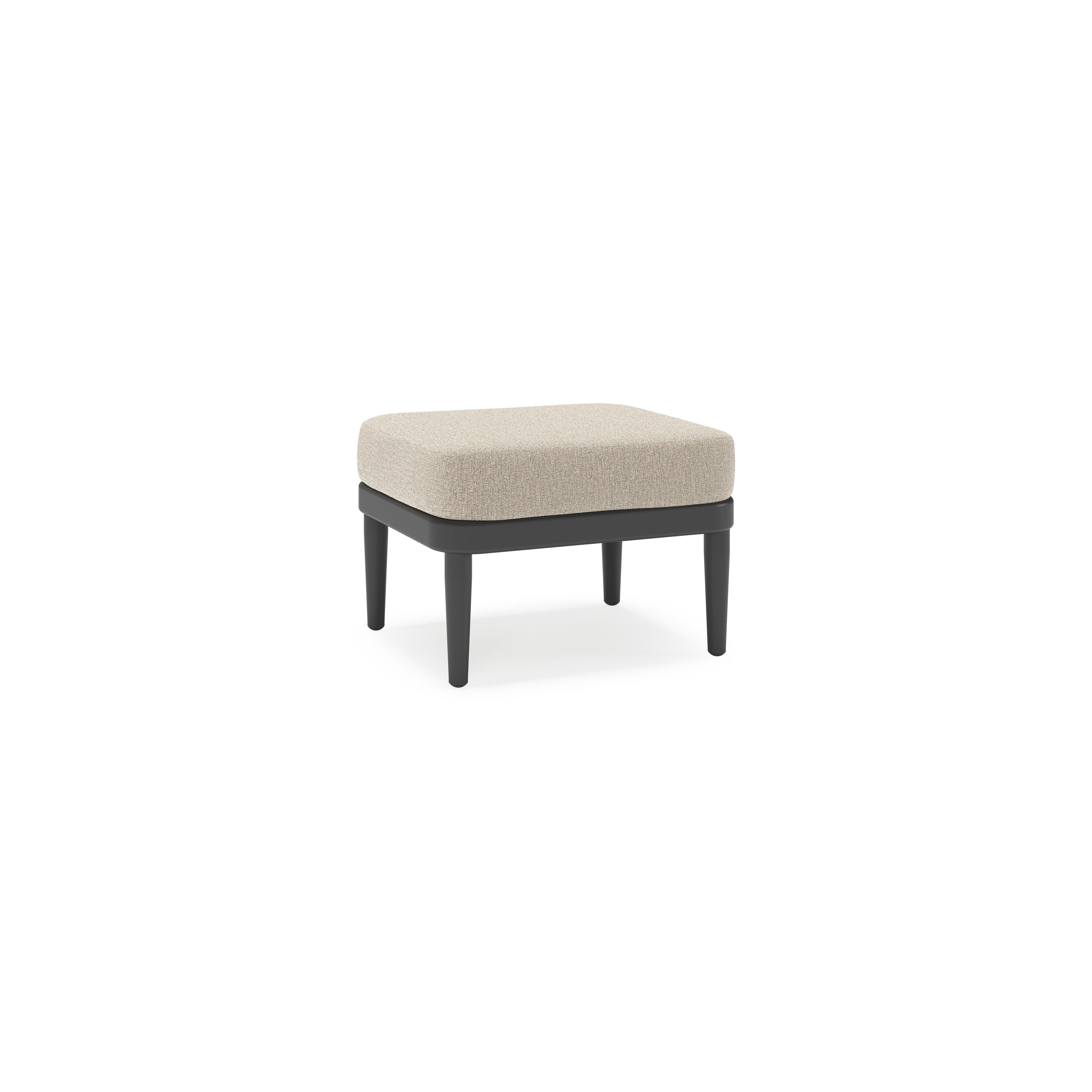 Pouf Orso en aluminium noir et coussins en all weather cosytica Catania Greige
