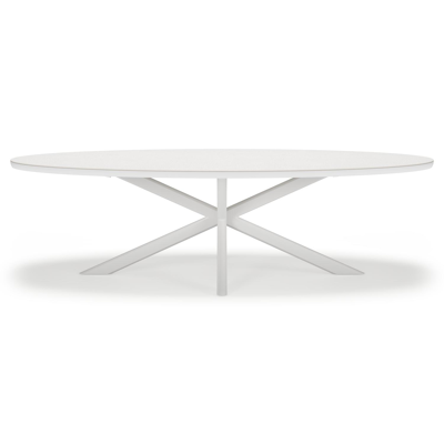 Pamplona tuintafel ovaal in wit aluminium en sintered stone Topo minerale - L 270 x B 120 x H 72 cm