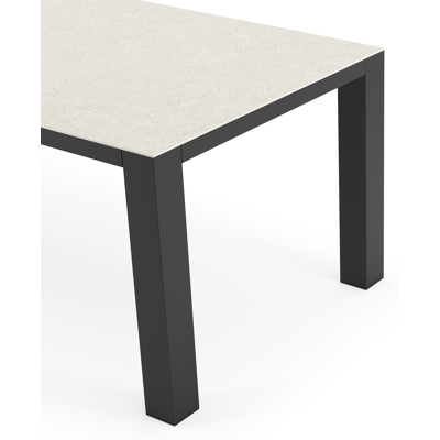 Nano tuintafel in zwart aluminium en volkeramiek shilin - L 200 x B 100 x H 75 cm