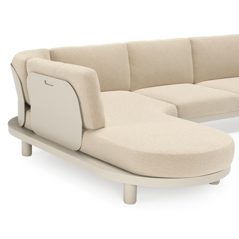 Donato loungehoek in beige aluminium met althea chalk all weather cosytica kussen