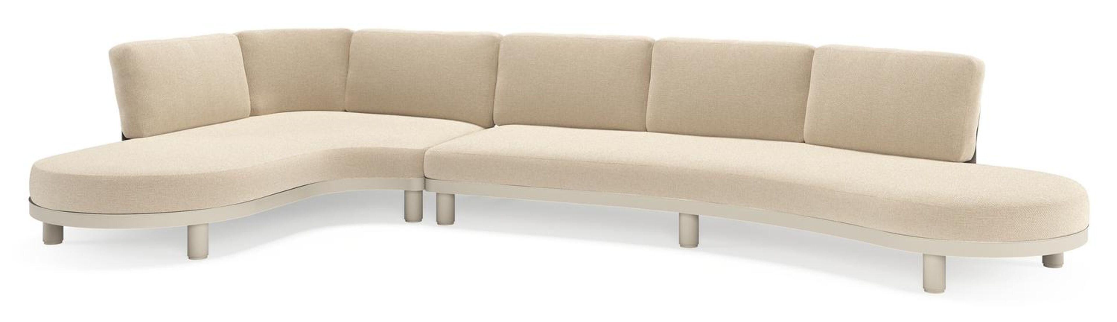 Salon de jardin d'angle Donato en aluminium beige et coussins en all weather cosytica Althea Chalk