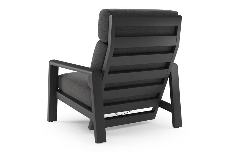 Cosenzo loungestoel 1-zit in zwart aluminium met savane tornado all weather sunbrella® luxe kussen