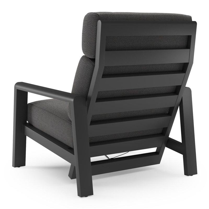 Cosenzo loungestoel 1-zit in zwart aluminium met savane tornado all weather sunbrella® luxe kussen