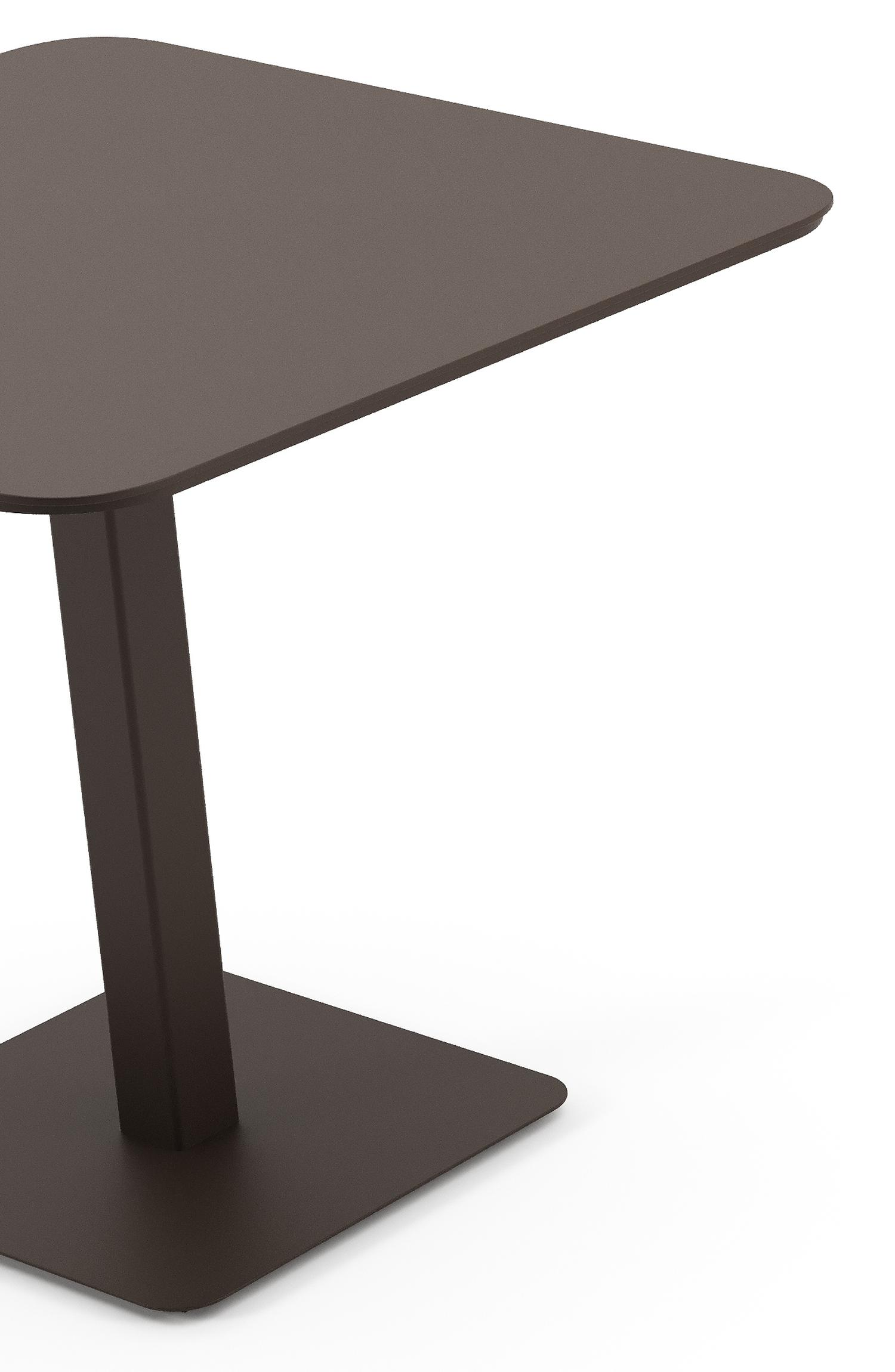 Fano kantelbare tuintafel rechthoekig afgerond in donkerbruin aluminium - L 80 x B 80 x H 72 cm