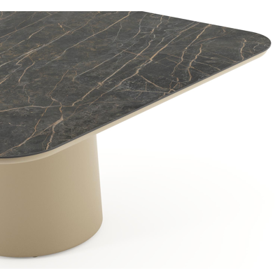 Amico tuintafel afgerond vierkant in beige aluminium en volkeramiek Black Obsession - L 148 x B 148 x H 73.5 cm