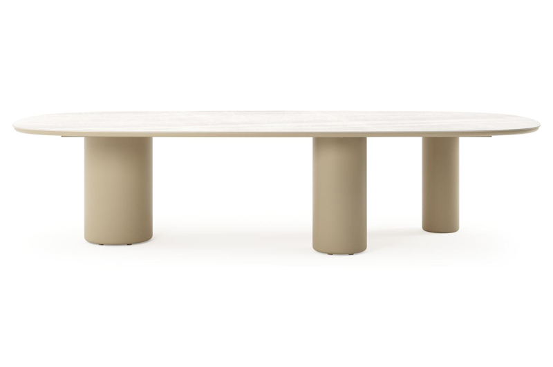 Amico tuintafel bombo xl in beige aluminium en volkeramiek Taj Mahal - L 320 x B 148 x H 73.5 cm