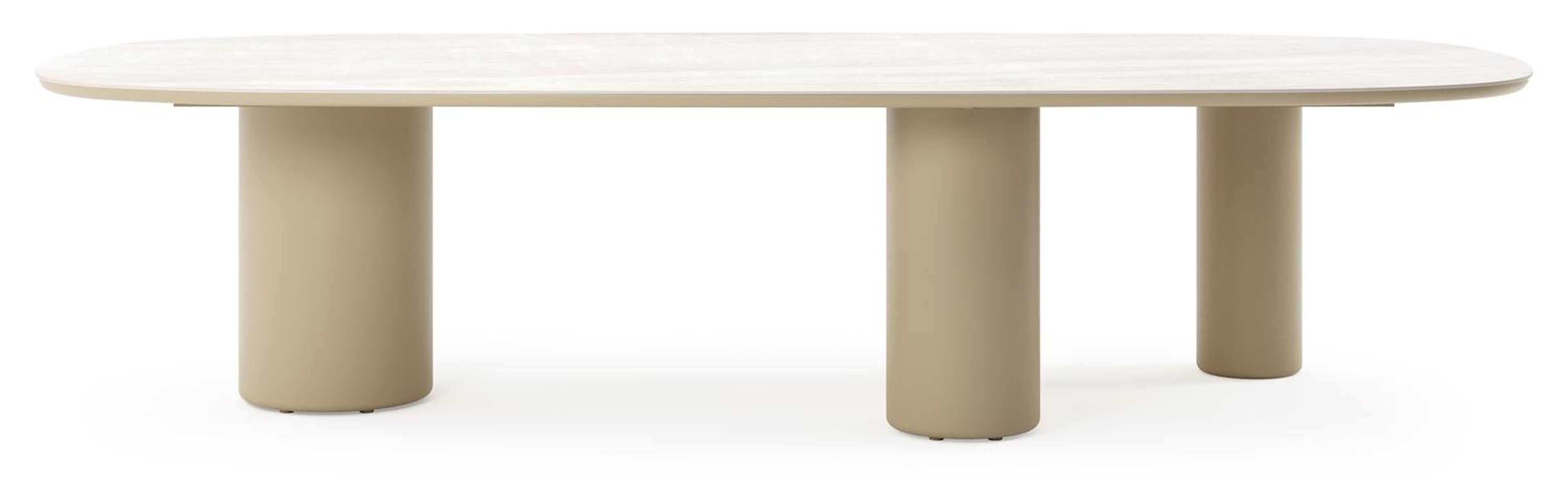 Table de jardin Amico bombo xl en aluminium beige et céramique pleine Taj Mahal - Lg. 320 x Lrg. 148 x Haut. 73.5 cm
