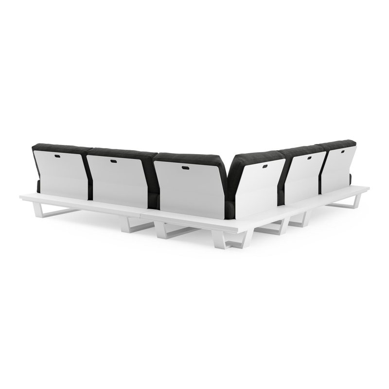 Pagino loungehoek in wit aluminium met chartres sooty all weather sunbrella® luxe kussen