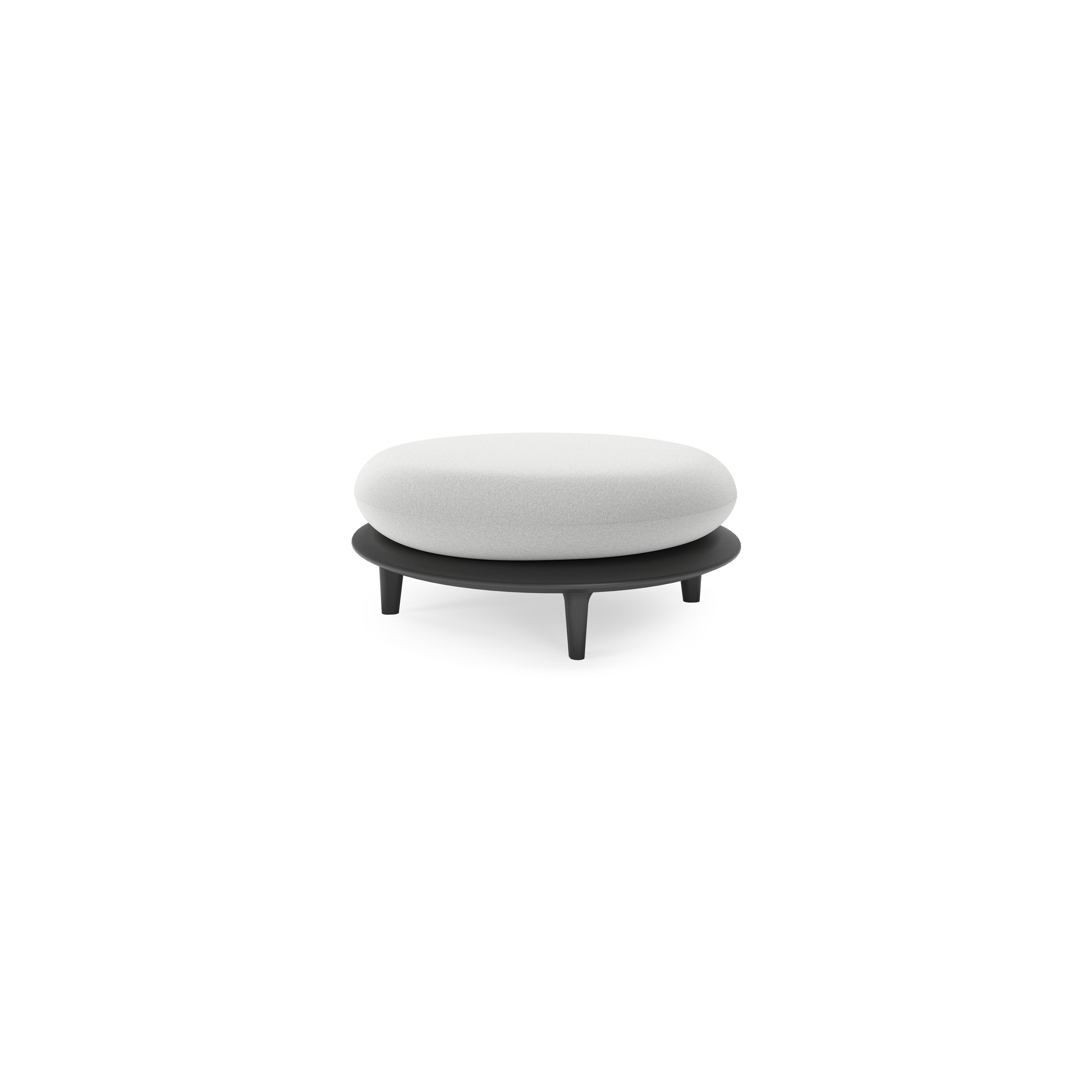 Bomero poef in zwart aluminium met natte grey chine all weather sunbrella® luxe kussen