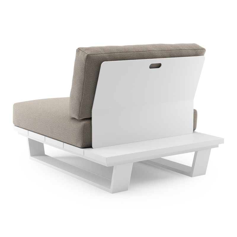 Pagino loungestoel in wit aluminium met savane coconut all weather sunbrella® luxe kussen