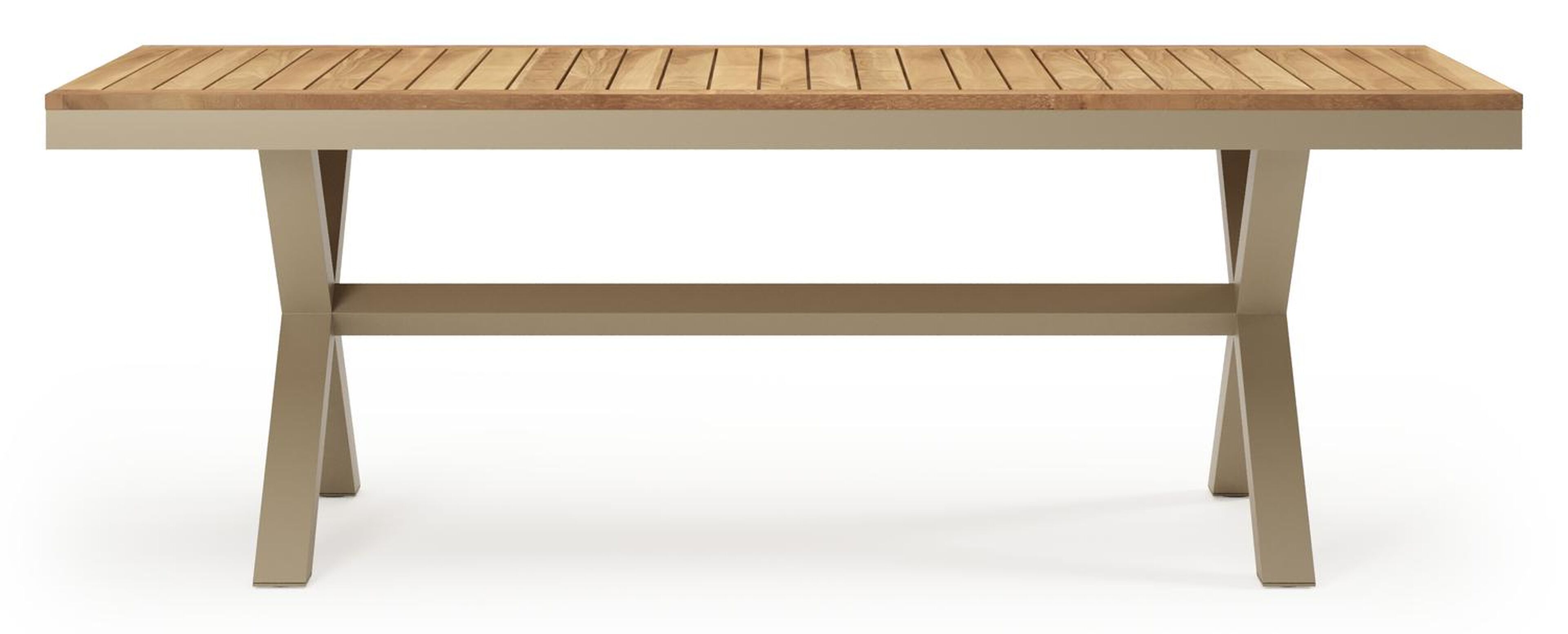 Reza tuintafel rechthoekig in beige aluminium en teak - L 220 x B 92 x H 74 cm