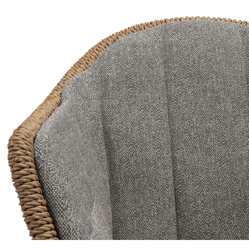 Pagino tuinstoel in wit aluminium en bruin ronde wicker met zitkussen in All Weather Sunbrella® Luxe Chartres Drizzle