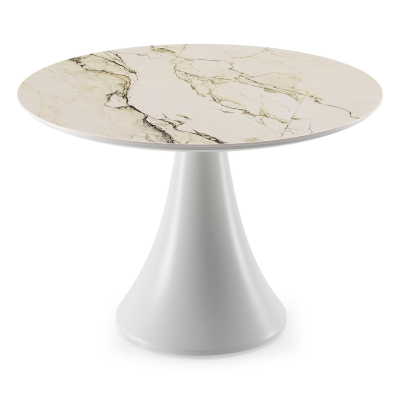 Fano low dining loungetafel in wit aluminium en volkeramiek colorado dunes - Dia. 85 x - Dia. 85 x H 75 cm