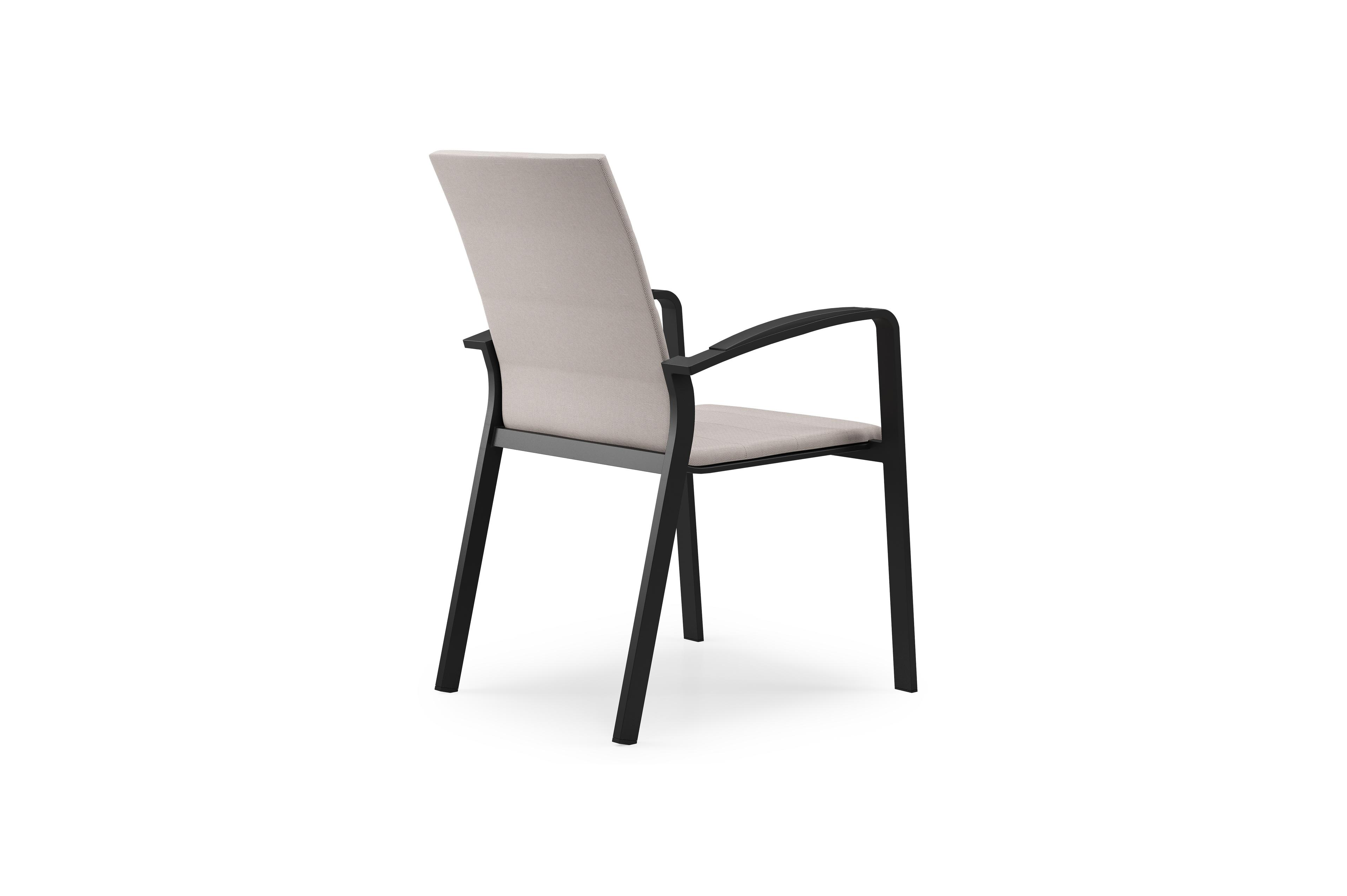 Lioni stapelbare tuinstoel in zwart aluminium en beige luxe textilene