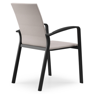 Lioni stapelbare tuinstoel in zwart aluminium en beige luxe textilene