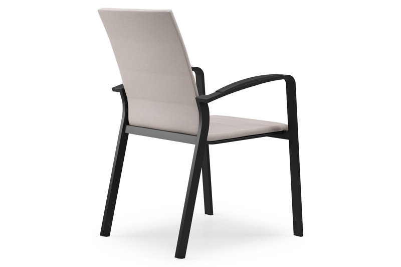 Lioni stapelbare tuinstoel in zwart aluminium en beige luxe textilene