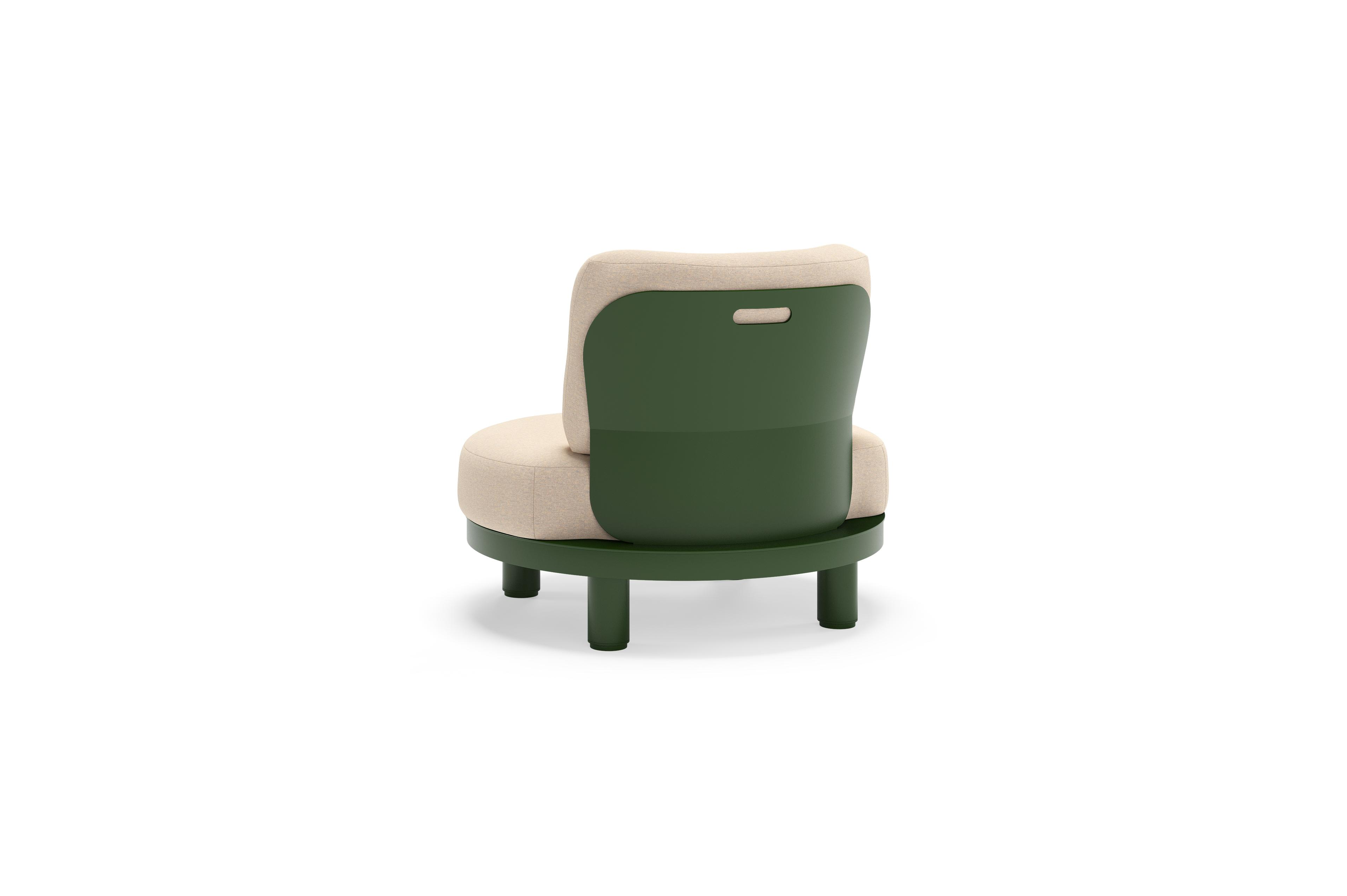 Donato loungestoel in groen aluminium met all weather sunbrella® luxe Heritage Papyrus kussen