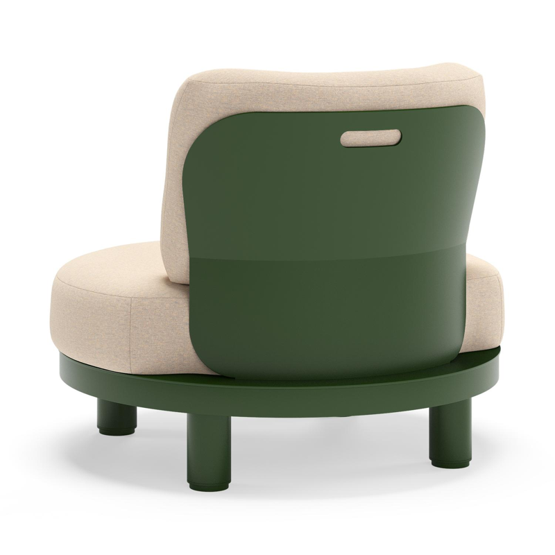 Donato loungestoel in groen aluminium met all weather sunbrella® luxe Heritage Papyrus kussen