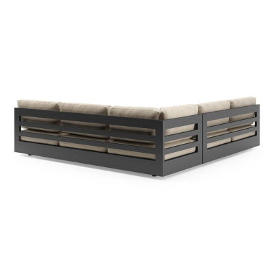 Como loungehoek in zwart aluminium met althea chalk all weather cosytica kussen