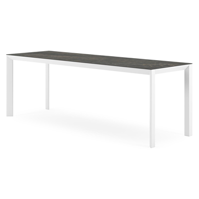 Malito tuintafel rechthoekig in wit aluminium en volkeramiek Black Obsession - L 220 x B 70 x H 75 cm