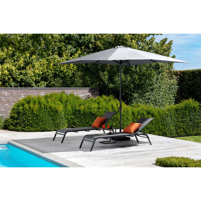 Viola staanparasol in zwart aluminium met grijs weather+ softtouch parasoldoek - L1 300 x L2 300 cm (zonder voet)