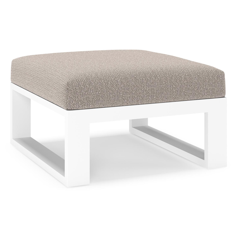 Verato poef in wit aluminium met wander granite all weather sunbrella® luxe kussen