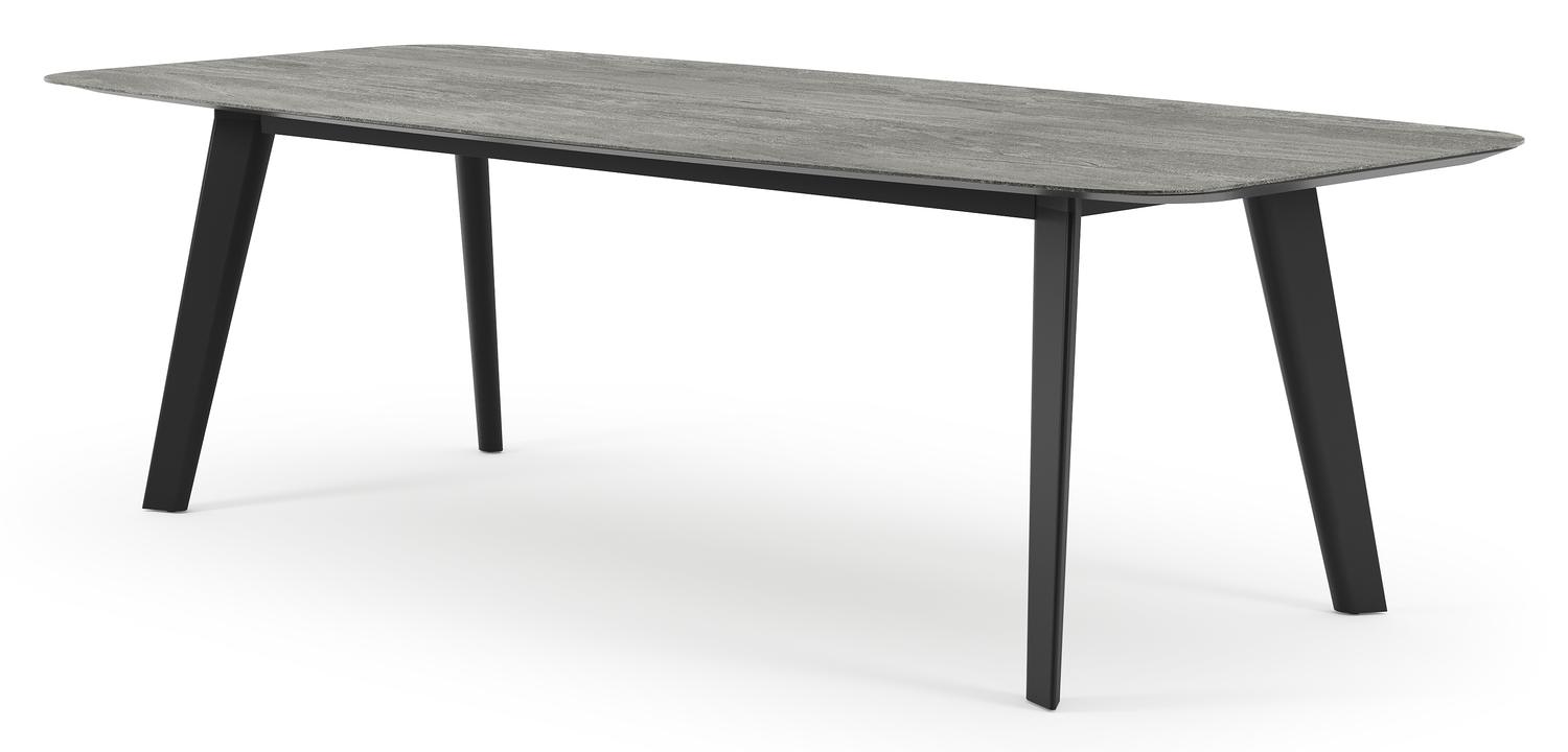 Table de jardin Lacrima en aluminium noir et céramique pleine aspen grey - Lg 255 x Larg. 115 x H 74 cm