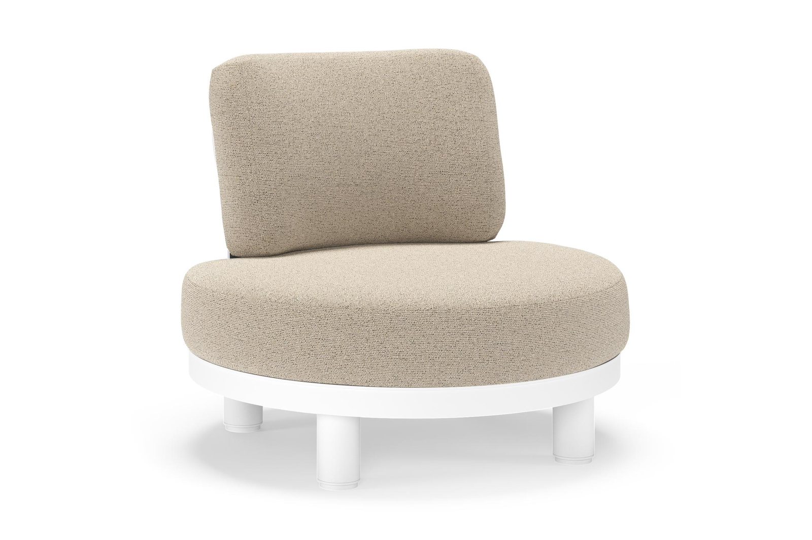 Donato loungestoel in wit aluminium met all weather cosytica Marbella Beige kussen