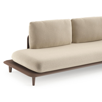 Salon de jardin d'angle Bomero en aluminium taupe et coussins en all weather cosytica althea chalk