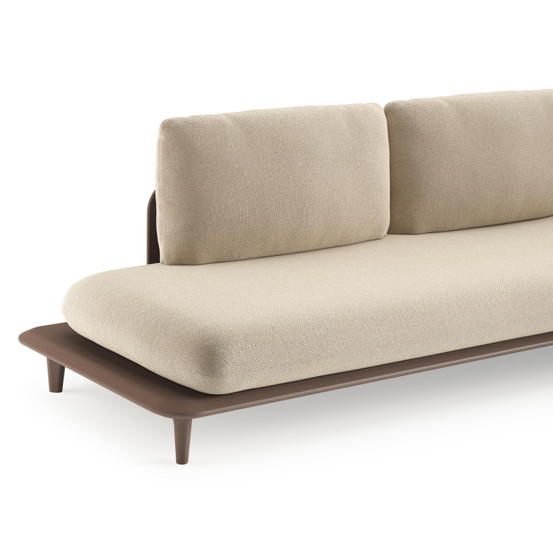 Bomero loungehoek in taupe aluminium met althea chalk all weather cosytica kussen