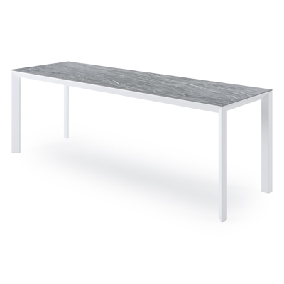 Malito tuintafel in wit aluminium en volkeramiek mar del plata - L 220 x B 70 x H 75,5 cm