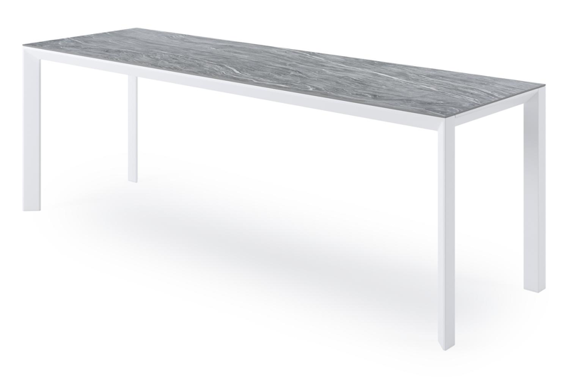 Malito tuintafel in wit aluminium en volkeramiek mar del plata - L 220 x B 70 x H 75,5 cm